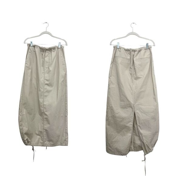 NEW Helsa Workwear Drawcord Maxi Skirt in Ecru/Grey - Picture 9 of 11